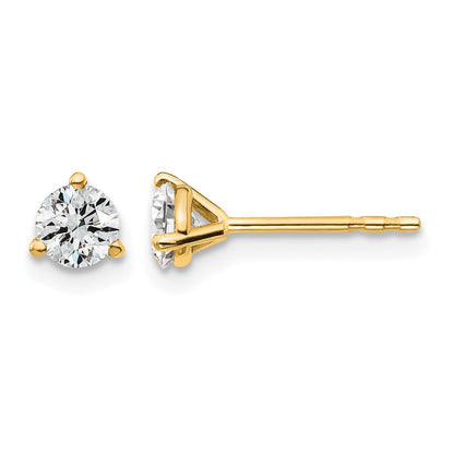 14K Gelbgold Ohrstecker mit 0,5 ct. Labordiamanten, rund, VS/SI+ G+, 3-Krappen-Fassung, schwere Ausführung