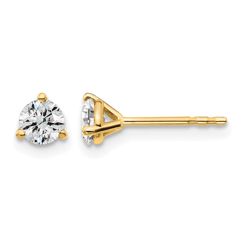 14K Gelbgold Ohrstecker mit 0,5 ct. zertifizierten, im Labor gezüchteten Diamanten, VS/SI+ G+, rund, 3-Krappen-Fassung, hohes Gewicht