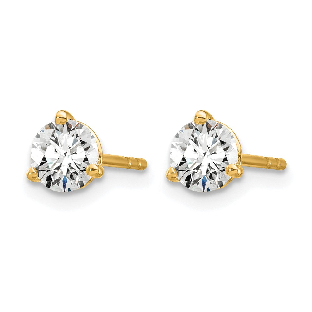 14K Gelbgold 0,67 ct. Laborgezüchtete Diamanten VS/SI+ G+ Rund 3-Krappen-Fassung Hohes Gewicht Ohrstecker