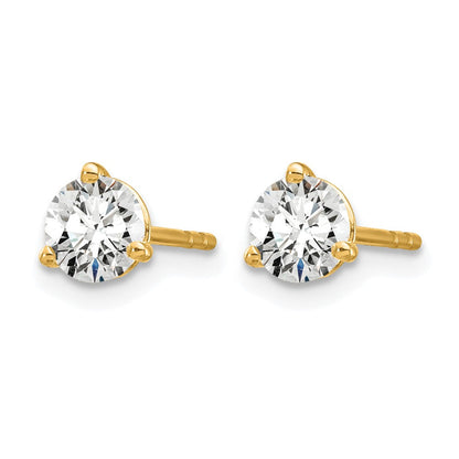 14K Gelbgold 0,67 ct. Laborgezüchtete Diamanten VS/SI+ G+ Rund 3-Krappen-Fassung Hohes Gewicht Ohrstecker