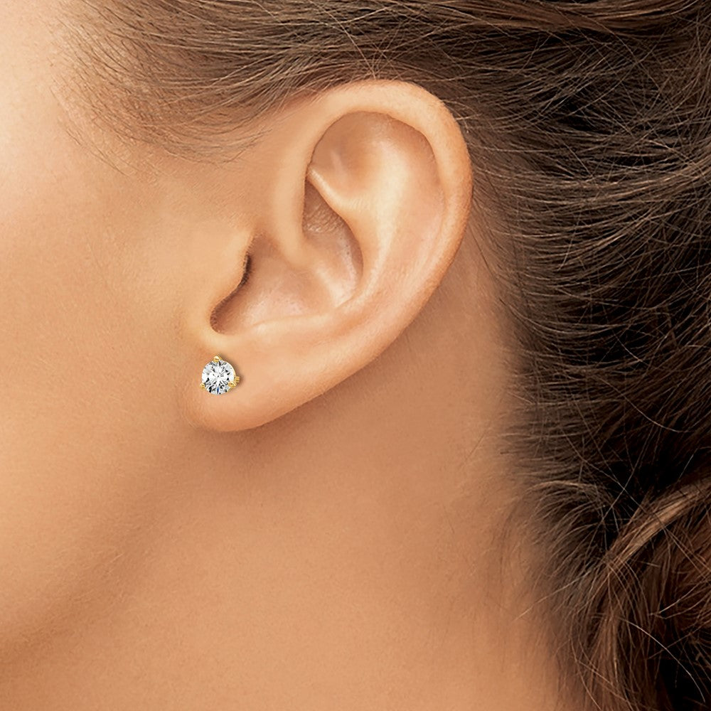 14K Gelbgold 0,67 ct. Laborgezüchtete Diamanten VS/SI+ G+ Rund 3-Krappen-Fassung Hohes Gewicht Ohrstecker