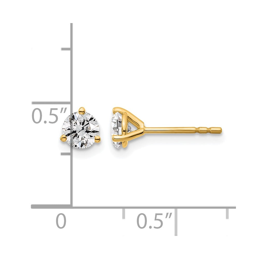 14K Gelbgold Ohrstecker mit 0,67 ct. zertifizierten, im Labor gezüchteten Diamanten, VS/SI+ G+, rund, 3-Krappen-Fassung, hohes Gewicht