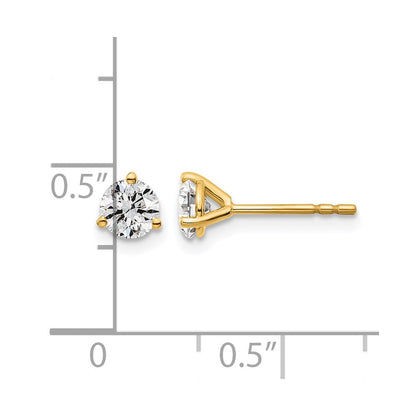 14K Gelbgold Ohrstecker mit 0,67 ct. zertifizierten, im Labor gezüchteten Diamanten, VS/SI+ G+, rund, 3-Krappen-Fassung, hohes Gewicht