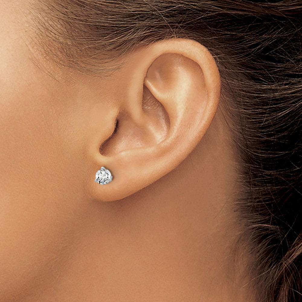 14K Weißgold Ohrstecker mit 0,75 ct. Labor-gezüchteten Diamanten, rund, VS/SI+ G+, Drei-Krappen-Fassung