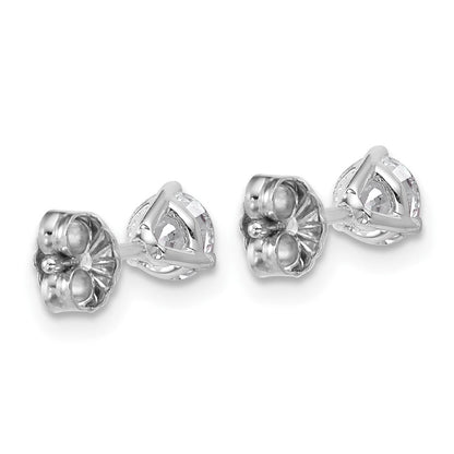 14K Weißgold Ohrstecker mit 0,75 ct. Labor-gezüchteten Diamanten, rund, VS/SI+ G+, Drei-Krappen-Fassung