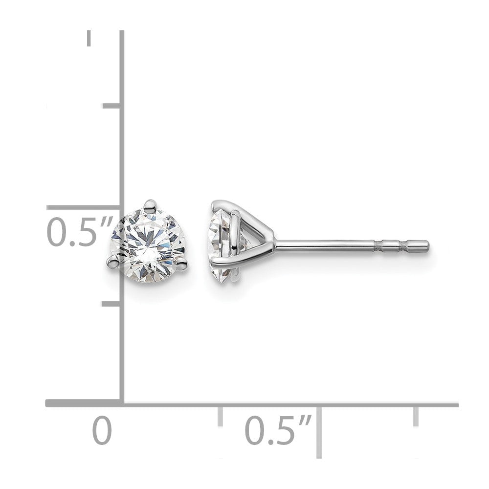 14K Weißgold Ohrstecker mit 0,75 ct. Labor-gezüchteten Diamanten, rund, VS/SI+ G+, Drei-Krappen-Fassung