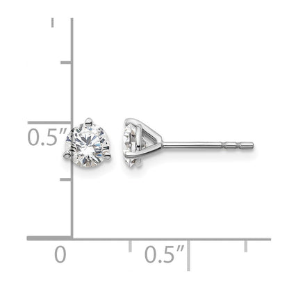 14K Weißgold Ohrstecker mit 0,75 ct. Labor-gezüchteten Diamanten, rund, VS/SI+ G+, Drei-Krappen-Fassung