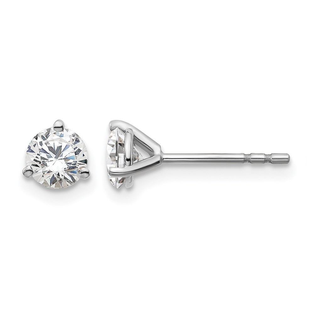 14K Weißgold Ohrstecker mit 0,75 ct. Labor-gezüchteten Diamanten, rund, VS/SI+ G+, Drei-Krappen-Fassung
