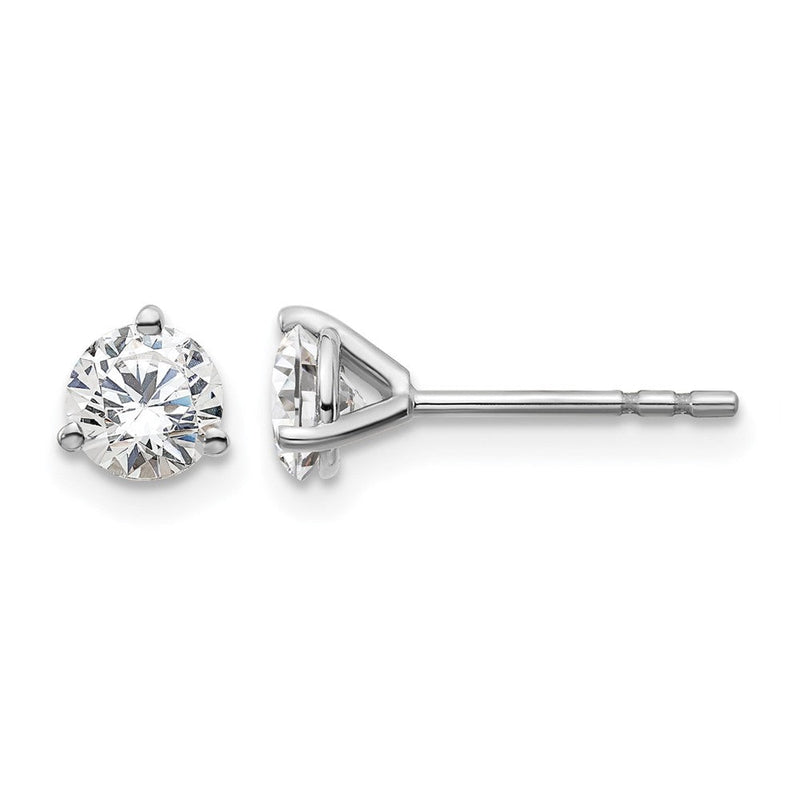 14K Weißgold Ohrstecker mit 0,75 ct. Labor-gezüchteten Diamanten, rund, VS/SI+ G+, Drei-Krappen-Fassung
