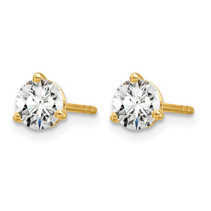 14K Gelbgold Ohrstecker mit laborgezüchteten Diamanten, 0,75 ct., rund, 3-Krappenfassung, hohes Gewicht, VS/SI+ G+