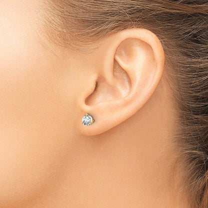 14K Gelbgold Ohrstecker mit 0,75 ct. zertifizierten, im Labor gezüchteten Diamanten, VS/SI+ G+, rund, 3-Krappen-Fassung, hohes Gewicht
