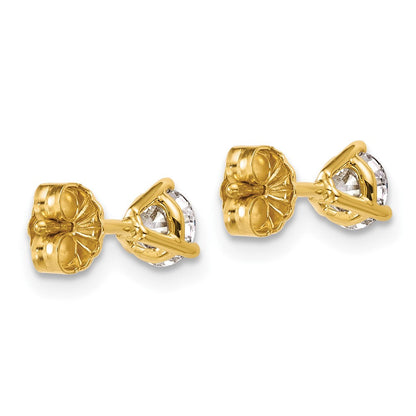 14K Gelbgold Ohrstecker mit laborgezüchteten Diamanten, 0,75 ct., rund, 3-Krappenfassung, hohes Gewicht, VS/SI+ G+