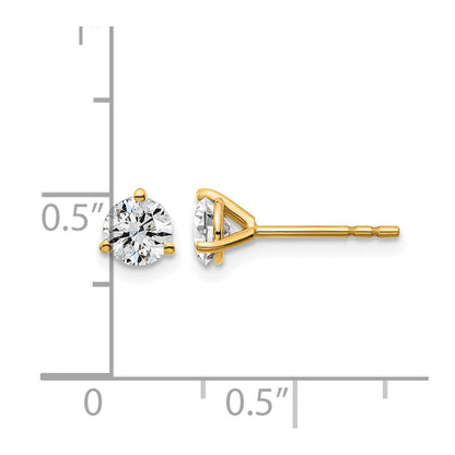 14K Gelbgold Ohrstecker mit laborgezüchteten Diamanten, 0,75 ct., rund, 3-Krappenfassung, hohes Gewicht, VS/SI+ G+