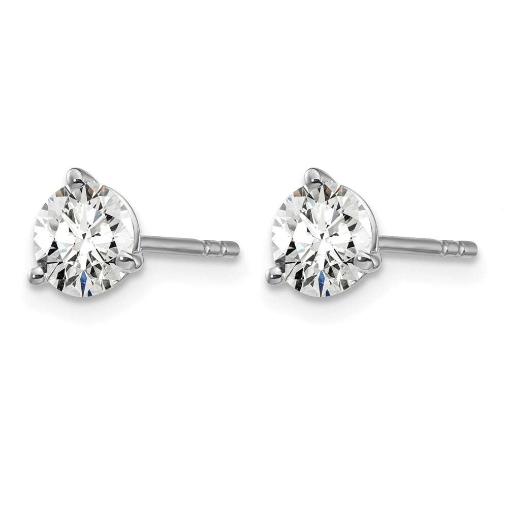 14K Weißgold 1 ct. Laborgezüchtete Diamanten VS/SI+ G+ Rund 3-Krappen Schweres Gewicht Ohrstecker