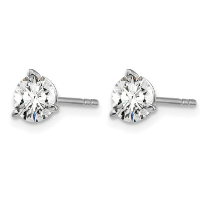 14K Weißgold 1 ct. Laborgezüchtete Diamanten VS/SI+ G+ Rund 3-Krappen Schweres Gewicht Ohrstecker