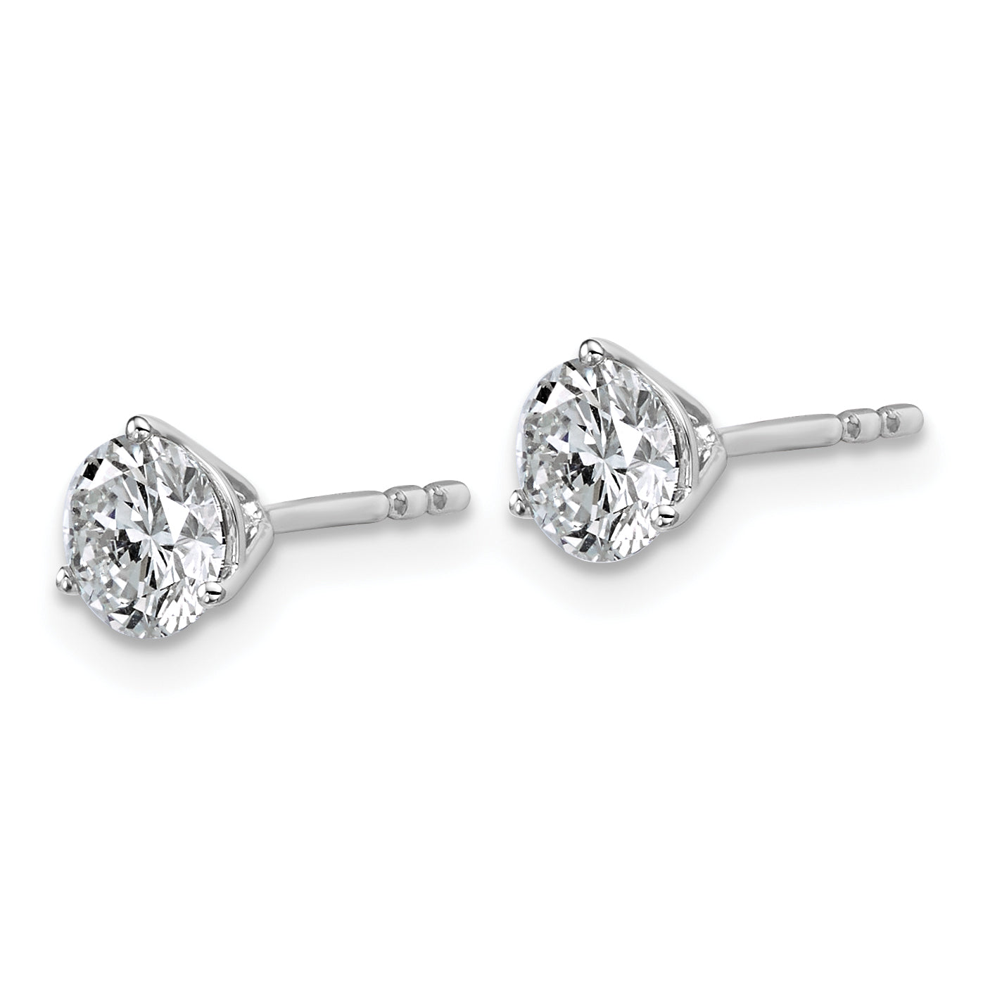 14K Weißgold 1 ct Im Labor Gezüchtet Diamant Vs+ F+ Rund 3 Krappen Schwer Gewicht. Ohrstecker