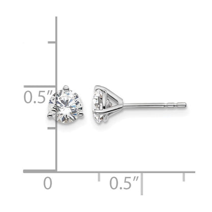 14K Weißgold Ohrstecker mit 1 ct. zertifizierten, im Labor gezüchteten Diamanten, VS/SI+ G+, rund, 3-Krappen-Fassung, schweres Gewicht