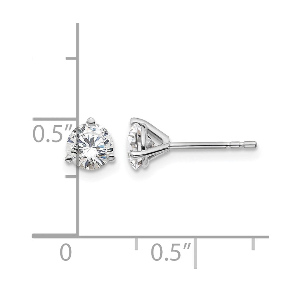 14K Weißgold 1 ct. Laborgezüchtete Diamanten VS/SI+ G+ Rund 3-Krappen Schweres Gewicht Ohrstecker