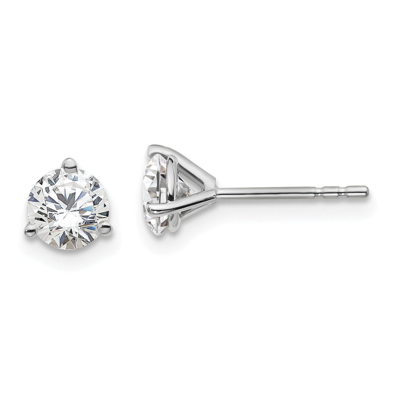 14K Weißgold 1 ct Im Labor Gezüchtet Diamant Vs+ F+ Rund 3 Krappen Schwer Gewicht. Ohrstecker