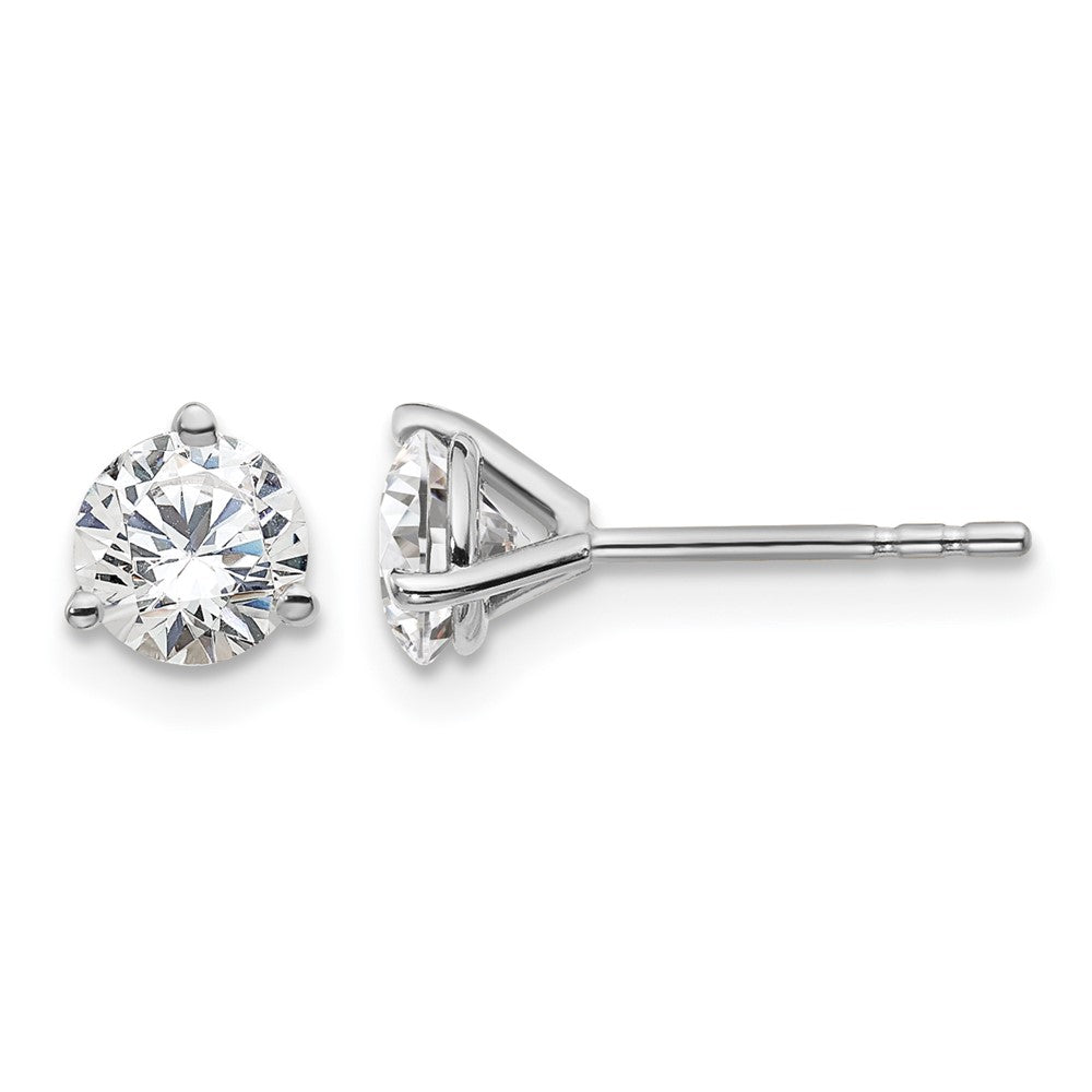 14K Weißgold Ohrstecker mit 1 ct. zertifizierten, im Labor gezüchteten Diamanten, VS/SI+ G+, rund, 3-Krappen-Fassung, schweres Gewicht