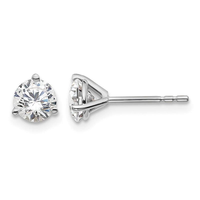 14K Weißgold Ohrstecker mit 1 ct. zertifizierten, im Labor gezüchteten Diamanten, VS/SI+ G+, rund, 3-Krappen-Fassung, schweres Gewicht