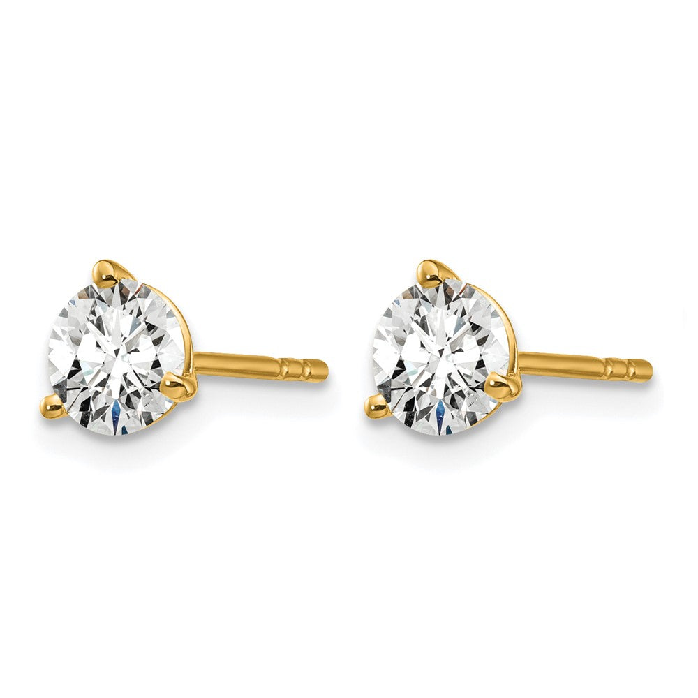 14K Gelbgold 1 ct Zertifiziert Im Labor Gezüchtet Diamant Vs/si+ G+ Rund 3 Krappen Schwer Gewicht. Ohrstecker