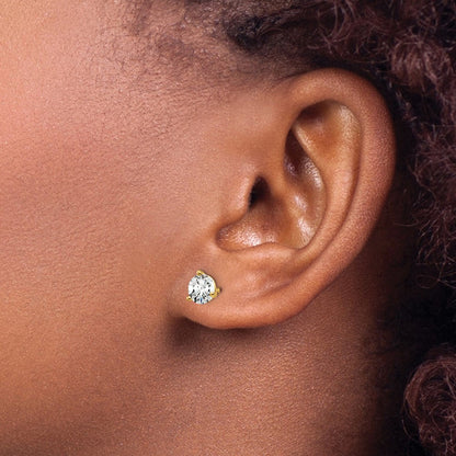 14K Gelbgold 1 ct Zertifiziert Im Labor Gezüchtet Diamant Vs/si+ G+ Rund 3 Krappen Schwer Gewicht. Ohrstecker