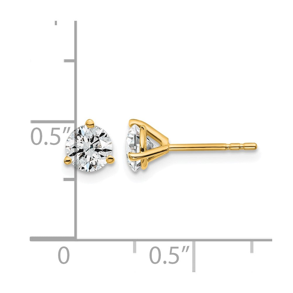 14K Gelbgold 1 ct Zertifiziert Im Labor Gezüchtet Diamant Vs/si+ G+ Rund 3 Krappen Schwer Gewicht. Ohrstecker