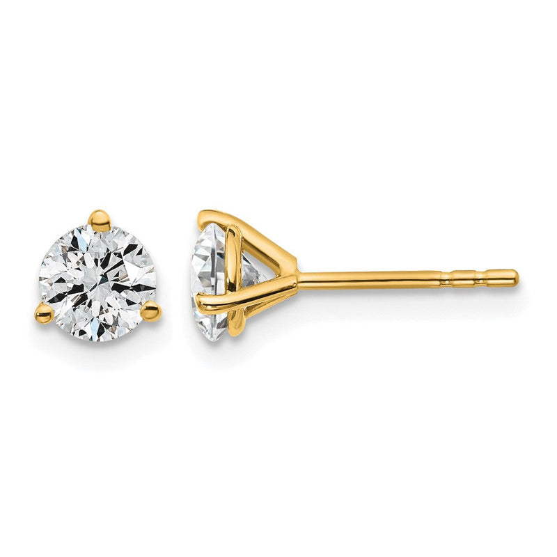 14K Gelbgold 1 ct Zertifiziert Im Labor Gezüchtet Diamant Vs+ F+ Rund 3 Krappen Schwer Gewicht. Ohrstecker