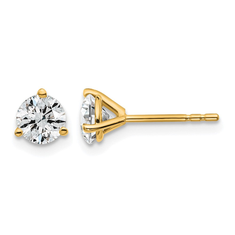 14K Gelbgold 1 ct Zertifiziert Im Labor Gezüchtet Diamant Vs/si+ G+ Rund 3 Krappen Schwer Gewicht. Ohrstecker