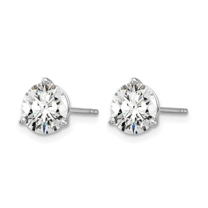 14K Weißgold Laborgezüchtete Diamant-Ohrstecker, rund, 3-Krappenfassung, schweres Gewicht, 1,75 ct. VS/SI+ G+
