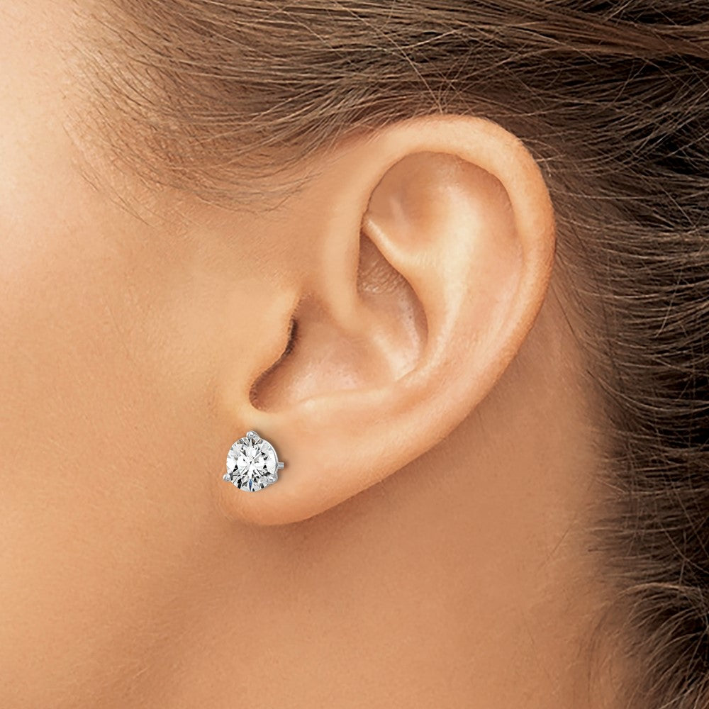14K Weißgold Laborgezüchtete Diamant-Ohrstecker, rund, 3-Krappenfassung, schweres Gewicht, 1,75 ct. VS/SI+ G+