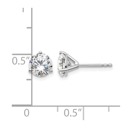 14K Weißgold Laborgezüchtete Diamant-Ohrstecker, rund, 3-Krappenfassung, schweres Gewicht, 1,75 ct. VS/SI+ G+