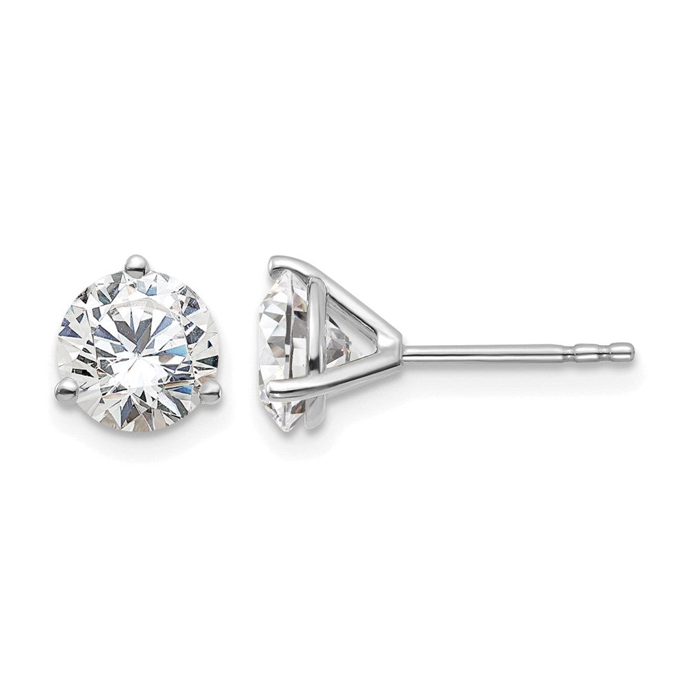 14K Weißgold Laborgezüchtete Diamant-Ohrstecker, rund, 3-Krappenfassung, schweres Gewicht, 1,75 ct. VS/SI+ G+
