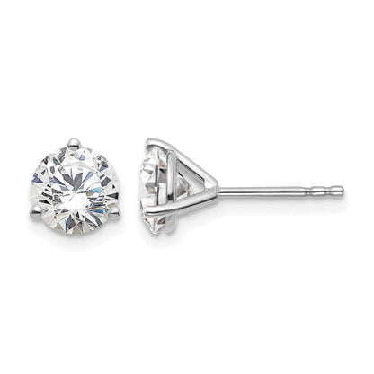 14K Weißgold Laborgezüchtete Diamant-Ohrstecker, rund, 3-Krappenfassung, schweres Gewicht, 1,75 ct. VS/SI+ G+