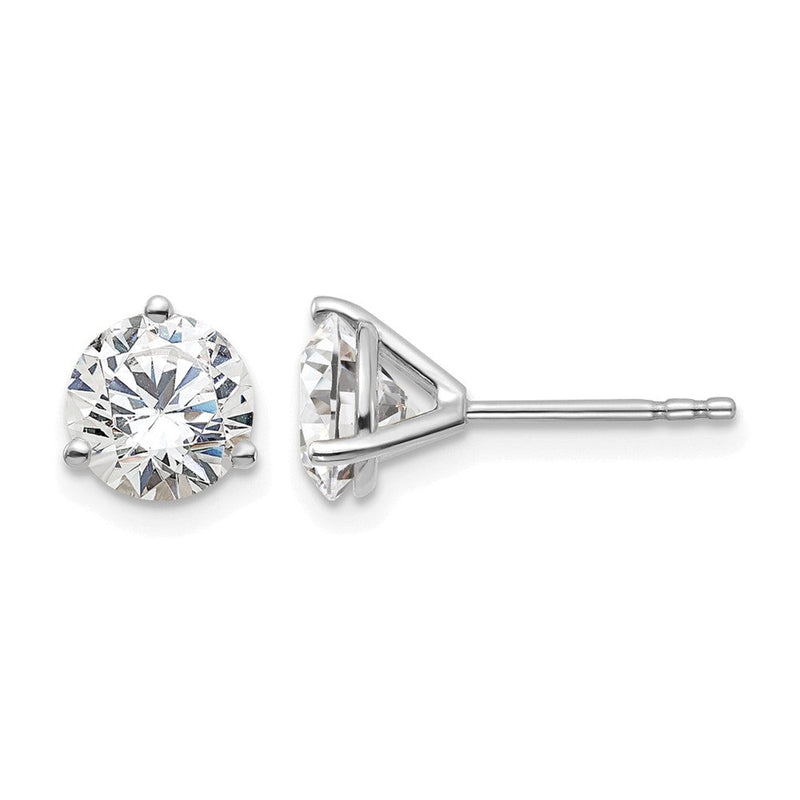14K Weißgold Laborgezüchtete Diamant-Ohrstecker, rund, 3-Krappenfassung, schweres Gewicht, 1,75 ct. VS/SI+ G+