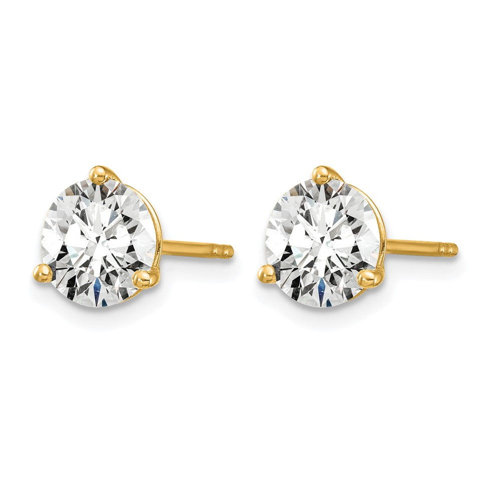 14K Gelbgold 1 1/2 ct Zertifiziert Im Labor Gezüchtet Diamant Vs+ F+ Rund 3 Krappen Schwer Gewicht. Ohrstecker