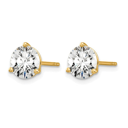 14K Gelbgold 1 1/2 ct Zertifiziert Im Labor Gezüchtet Diamant Vs+ F+ Rund 3 Krappen Schwer Gewicht. Ohrstecker