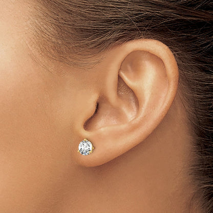 14K Gelbgold 1 1/2 ct Im Labor Gezüchtet Diamant Vs/si+ G+ Rund 3 Krappen Schwer Gewicht. Ohrstecker