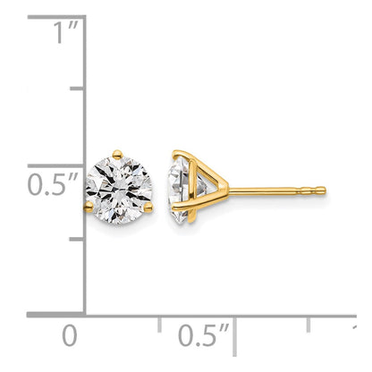 14K Gelbgold 1 1/2 ct Im Labor Gezüchtet Diamant Vs/si+ G+ Rund 3 Krappen Schwer Gewicht. Ohrstecker