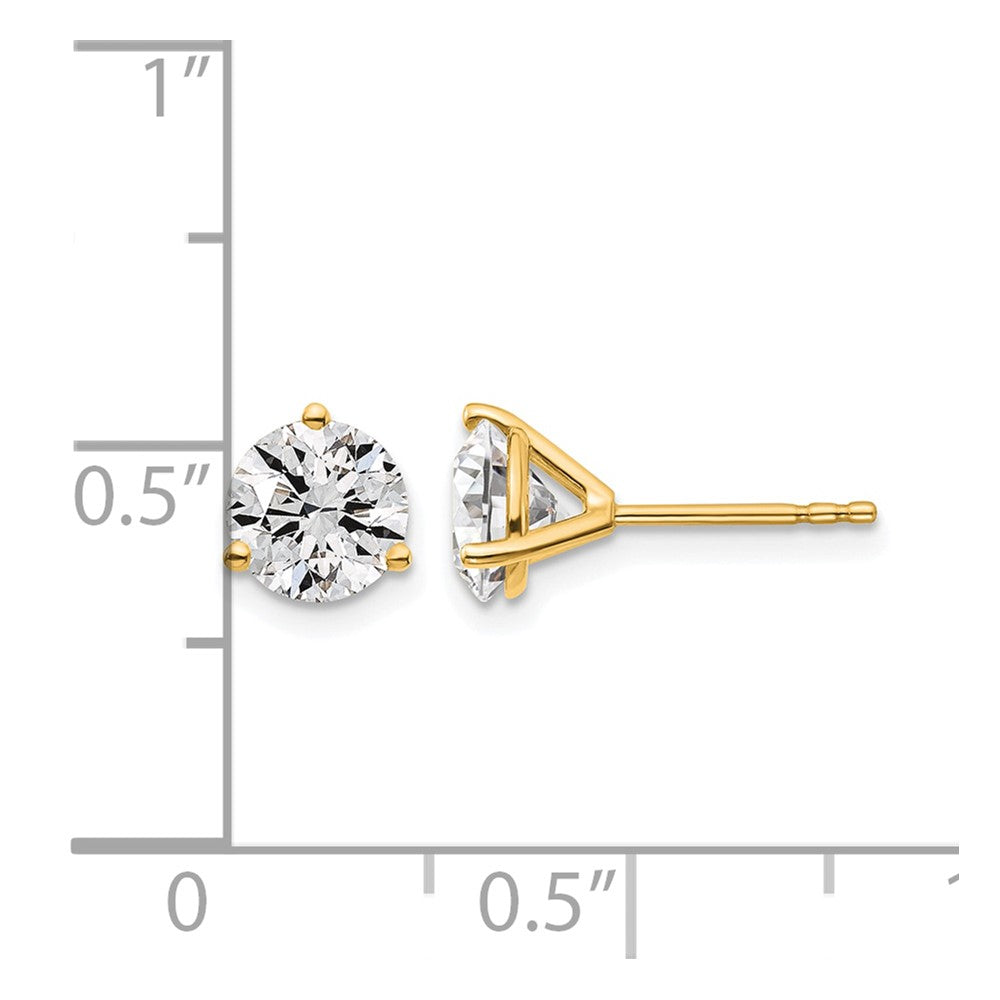 14K Gelbgold 1 1/2 ct Zertifiziert Im Labor Gezüchtet Diamant Vs+ F+ Rund 3 Krappen Schwer Gewicht. Ohrstecker