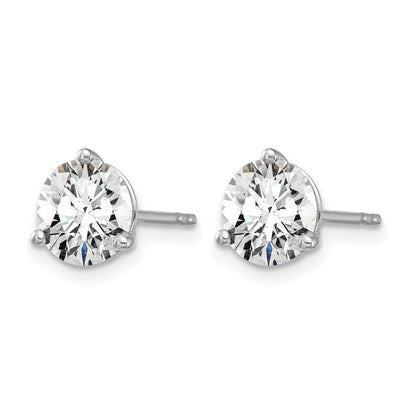 14K Weißgold Laborgezüchtete Diamant-Ohrstecker, 2 ct., VS/SI+ G+, Rund, 3-Krappen-Fassung, Hohes Gewicht