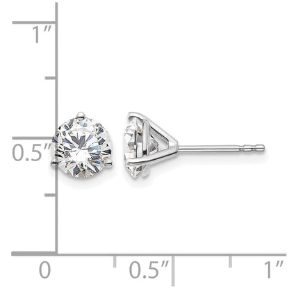 14K Weißgold Laborgezüchtete Diamant-Ohrstecker, 2 ct., VS/SI+ G+, Rund, 3-Krappen-Fassung, Hohes Gewicht
