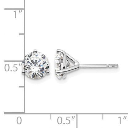 14K Weißgold Ohrstecker mit 2 ct. zertifizierten, im Labor gezüchteten Diamanten VS/SI+ G+, rund, in Dreikrallenfassung