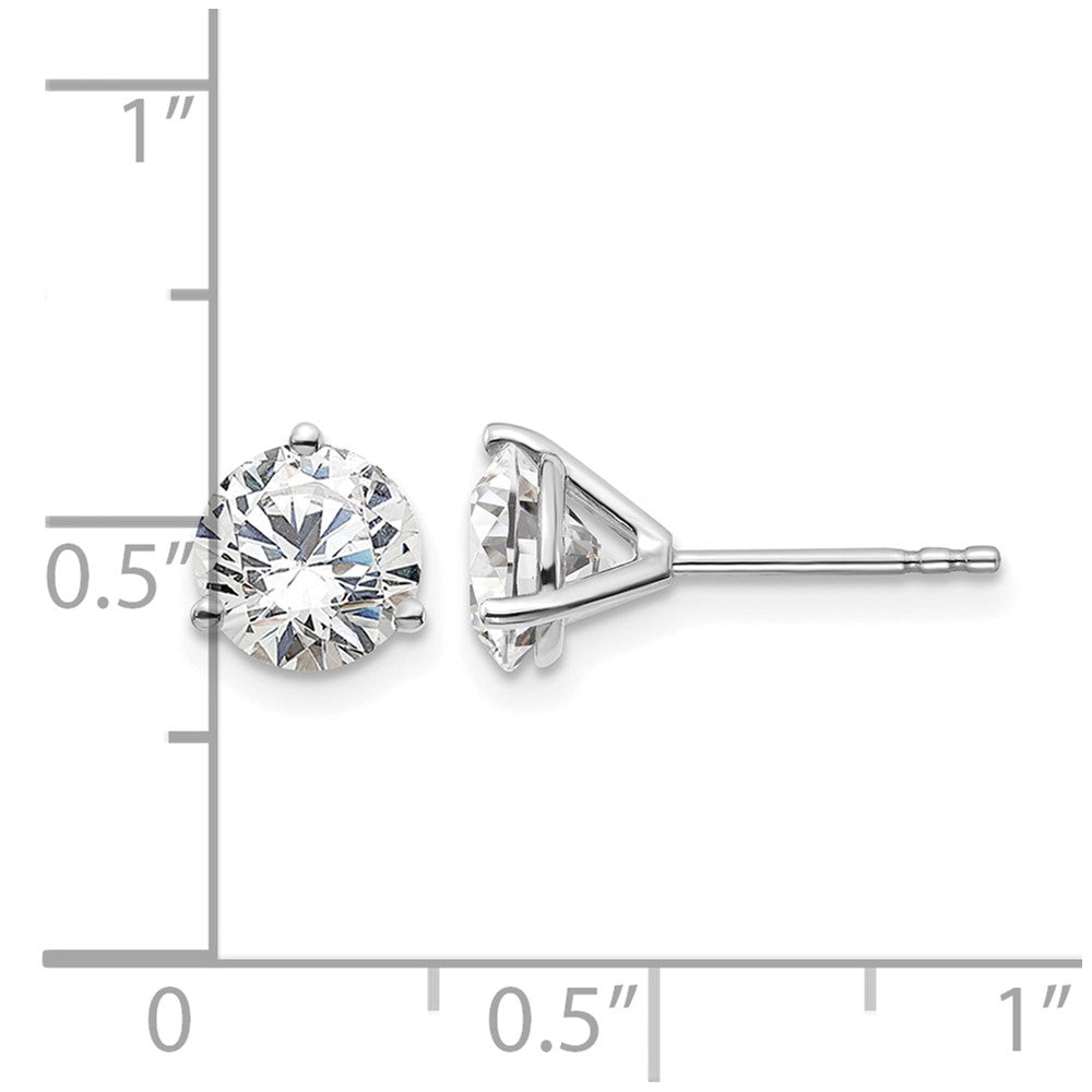 14K Weißgold Ohrstecker mit 2 ct. zertifizierten, im Labor gezüchteten Diamanten VS/SI+ G+, rund, in Dreikrallenfassung