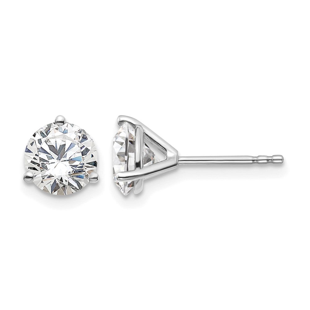 14K Weißgold Laborgezüchtete Diamant-Ohrstecker, 2 ct., VS/SI+ G+, Rund, 3-Krappen-Fassung, Hohes Gewicht