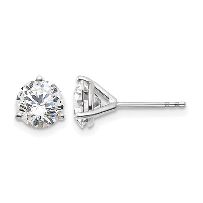 14K Weißgold Laborgezüchtete Diamant-Ohrstecker, 2 ct., VS/SI+ G+, Rund, 3-Krappen-Fassung, Hohes Gewicht
