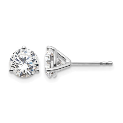 14K Weißgold Ohrstecker mit 2 ct. zertifizierten, im Labor gezüchteten Diamanten VS/SI+ G+, rund, in Dreikrallenfassung