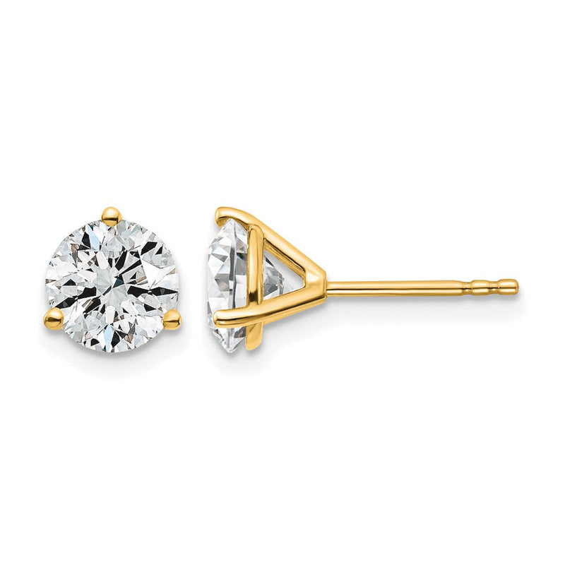 14K Gelbgold 2 ct Im Labor Gezüchtet Diamant Vs/si+ G+ Rund 3 Krappen Schwer Gewicht. Ohrstecker