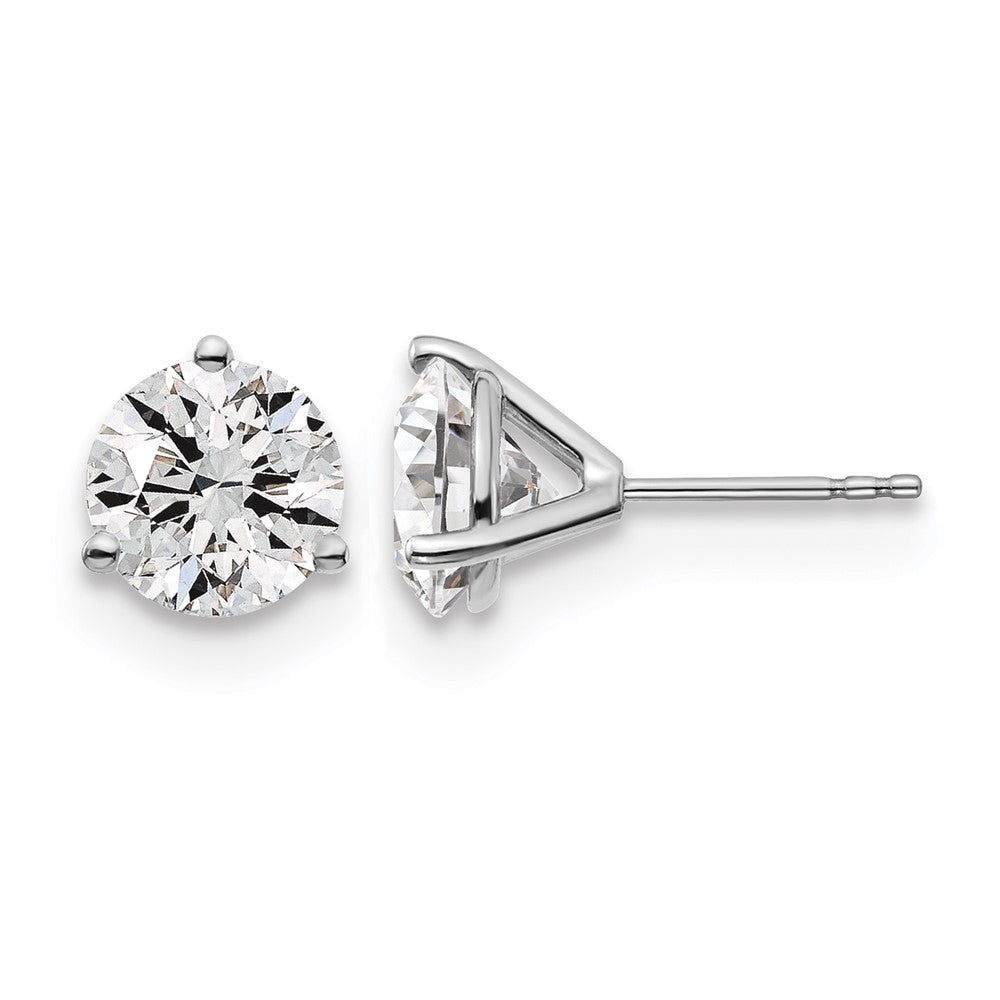 14K Weißgold Ohrstecker mit 4 ct. zertifizierten, im Labor gezüchteten Diamanten, VS/SI+ G+, rund, 3-Krappen-Fassung, hohes Gewicht